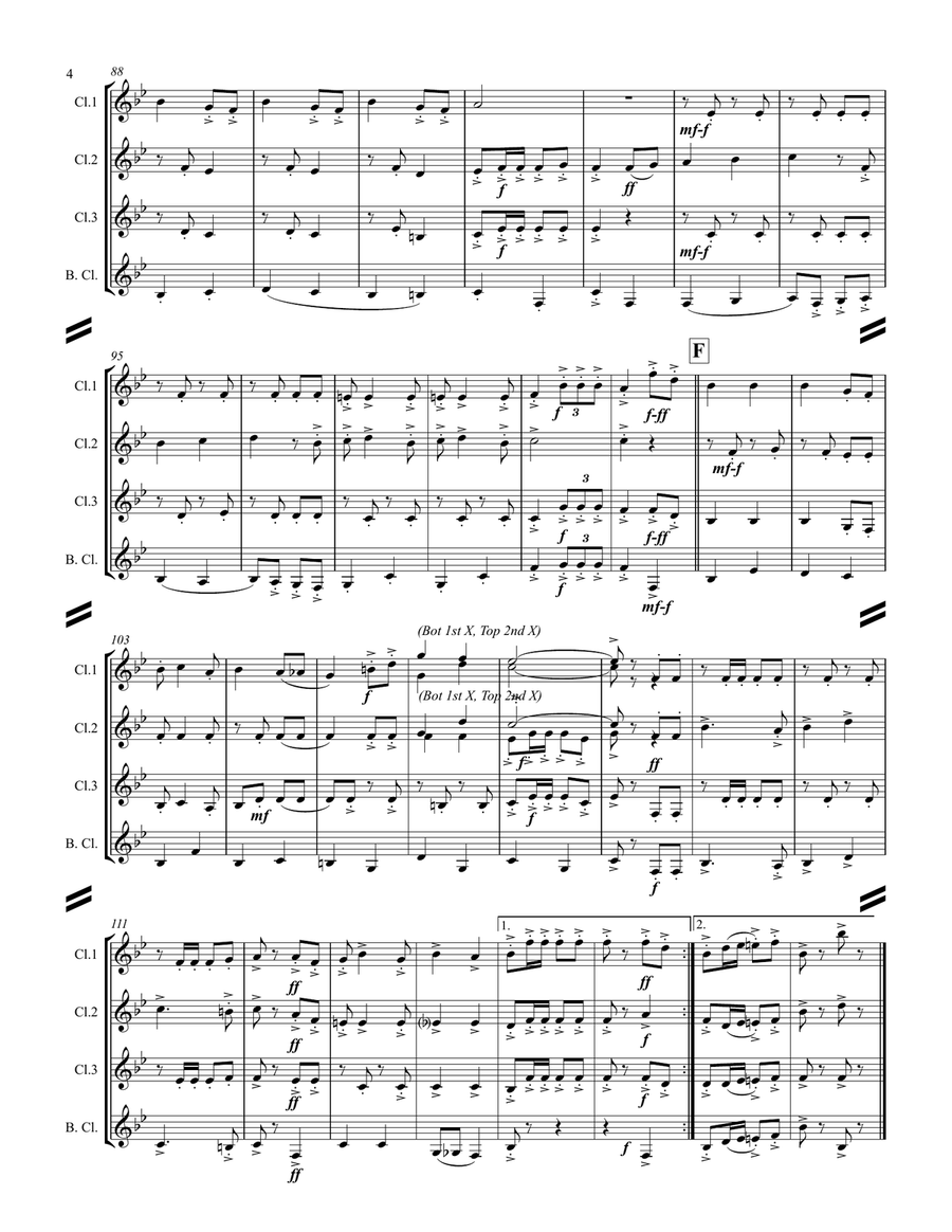 A Patriotic Medley by George M. Cohan (for Clarinet Quartet) Clarinet Quartet scores gallery preview page 5
