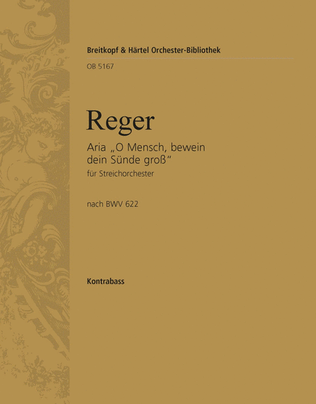 Book cover for Aria after the Chorale Prelude "O Mensch, bewein dein' Sunde gross" BWV 622 by J. S. Bach