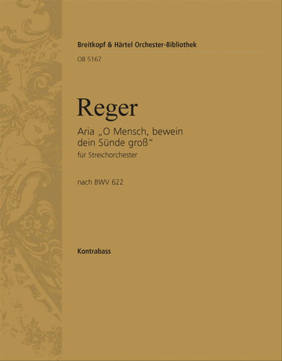 Book cover for Aria after the Chorale Prelude "O Mensch, bewein dein' Sunde gross" BWV 622 by J. S. Bach