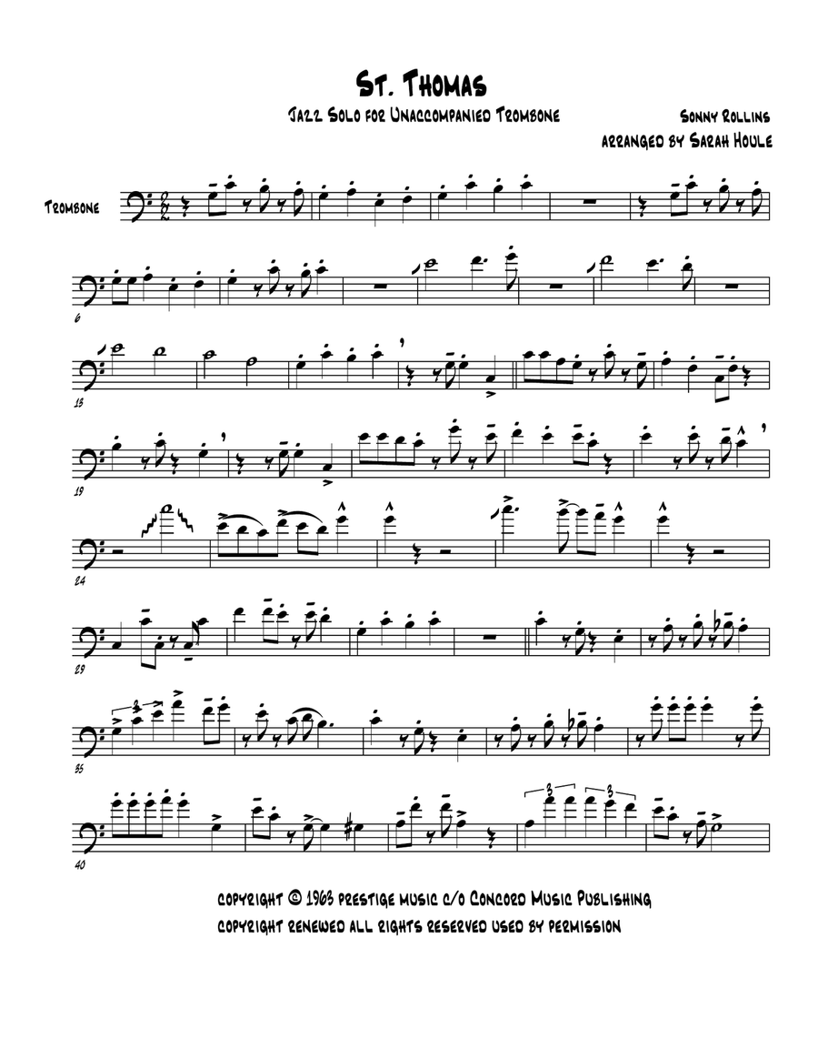 St. Thomas Trombone Solo scores gallery preview page 1