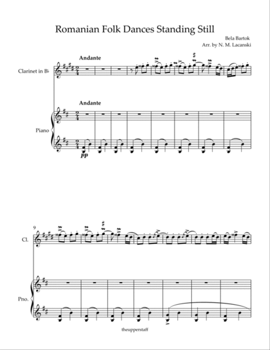 Romanian Folk Dances Standing Still Clarinet Solo scores gallery preview page 2