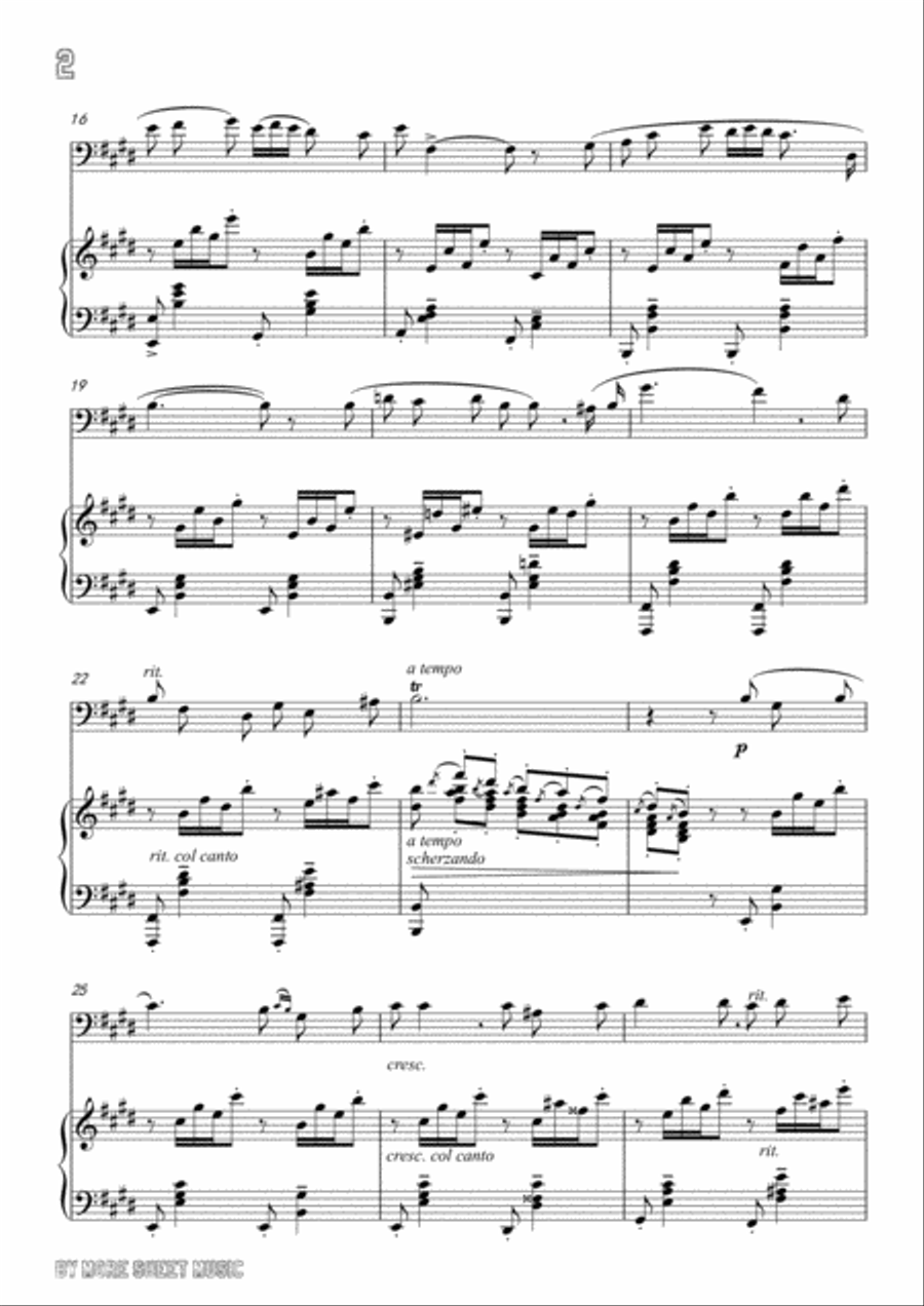 Leoncavallo-Mattinata, for Cello and Piano Piano scores gallery preview page 4