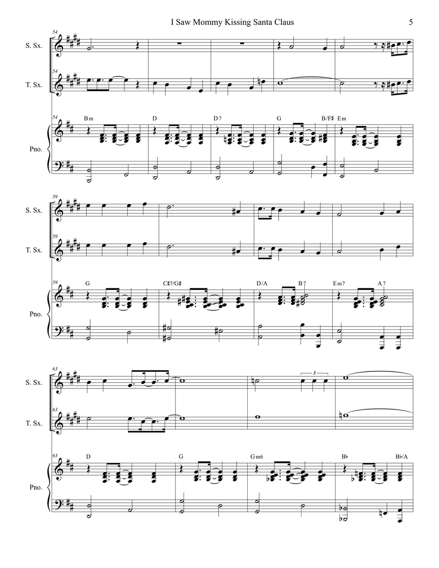 I Saw Mommy Kissing Santa Claus Tenor Saxophone scores gallery preview page 5