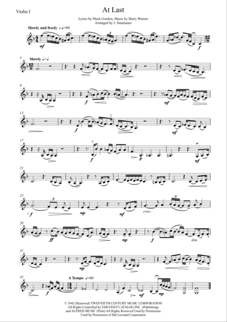 At Last At Last String Quartet scores gallery preview page 1