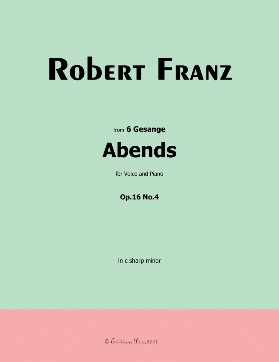 Abends, by Robert Franz, in c sharp minor Voice scores gallery preview page 1