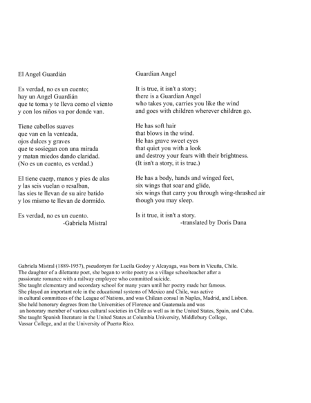 El Angel Guardian (Tres Poemas de Gabriela Mistral) image number null