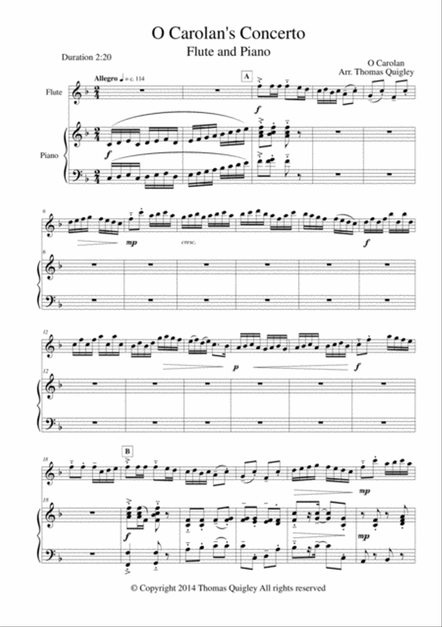 O Carolan's Concerto Flute Solo scores gallery preview page 1