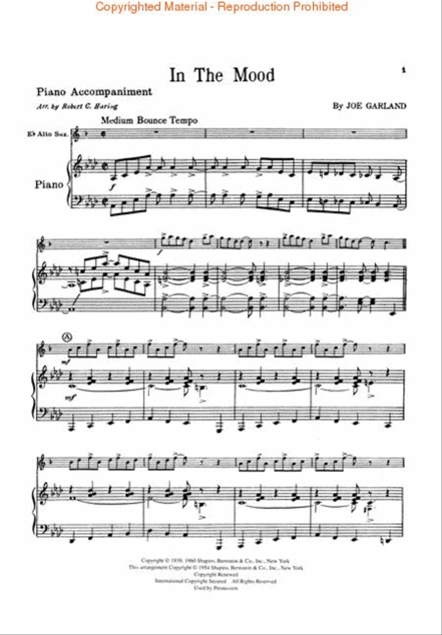 In the mood alto online sax sheet music