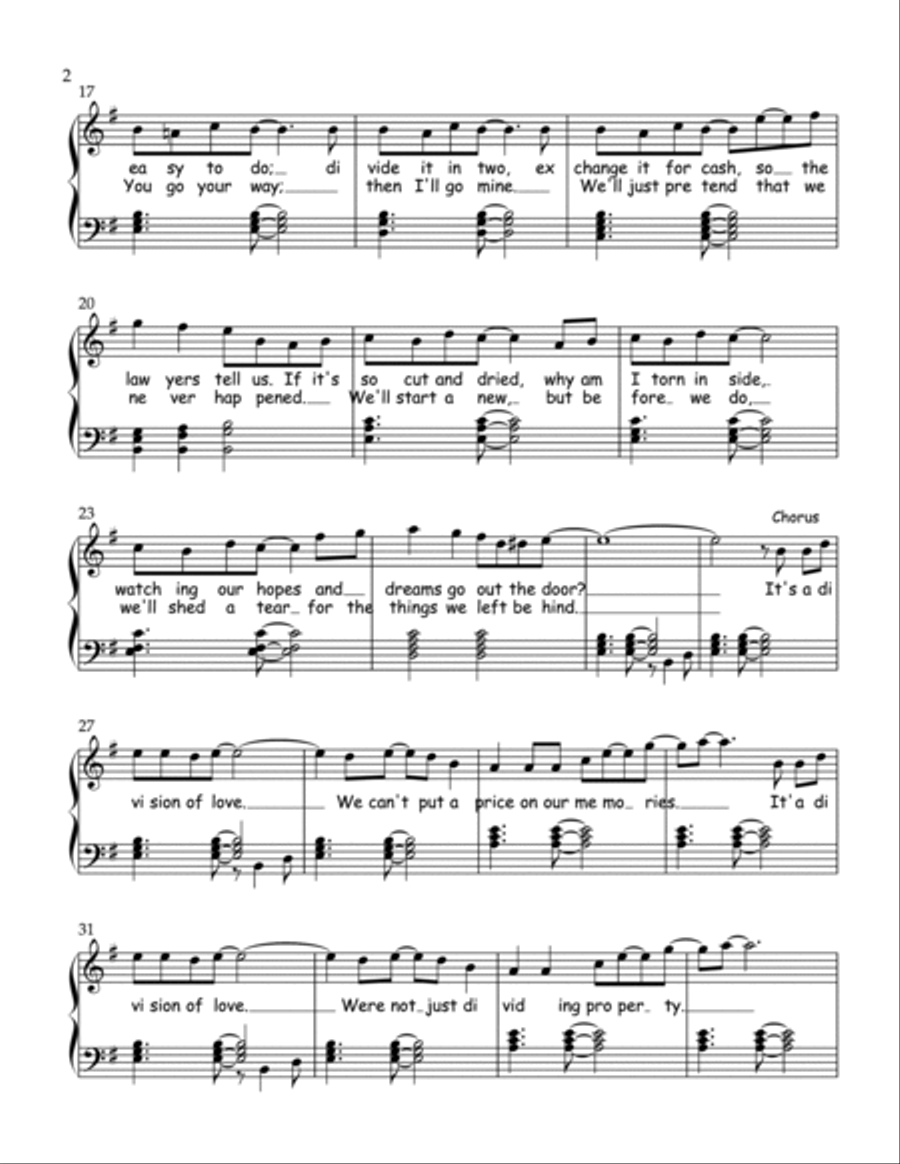 Division of Love - Sheet music for single from the Reserved for You Collection Voice scores gallery preview page 3