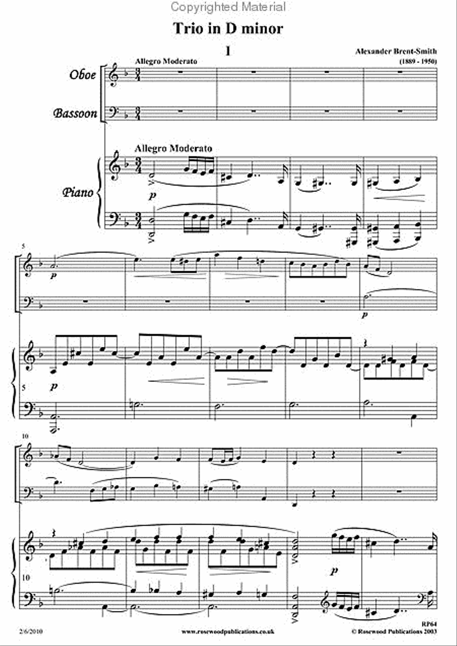 Trio in D minor Clarinet scores gallery preview page 2