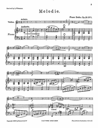 Melodie For Violin And Piano Op.26 No.1