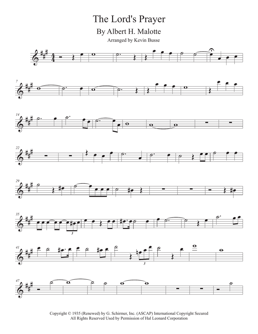 The Lord's Prayer The Lord's Prayer Alto Saxophone scores gallery preview page 1