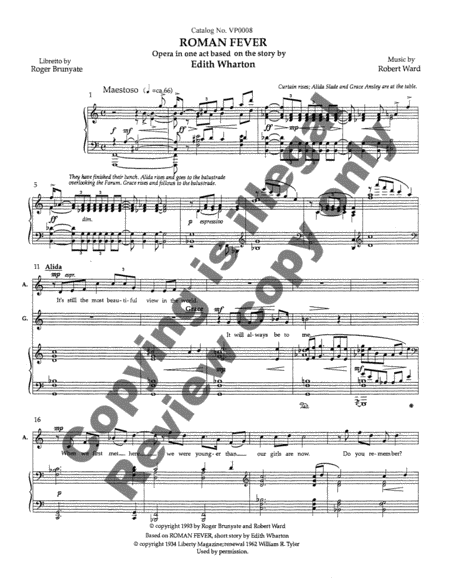 Roman Fever (Piano/Vocal Score)