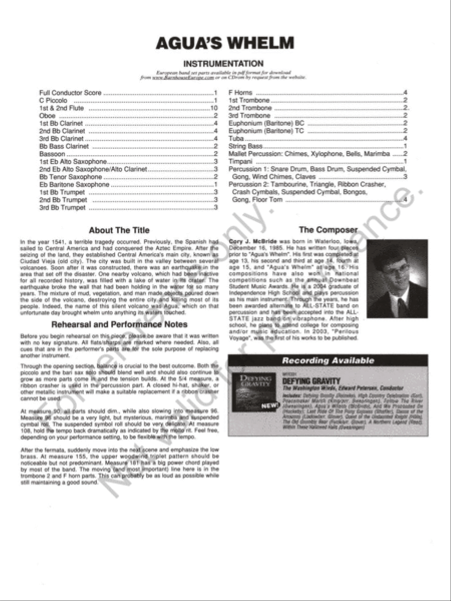 Agua's Whelm Agua's Whelm Concert Band scores gallery preview page 3
