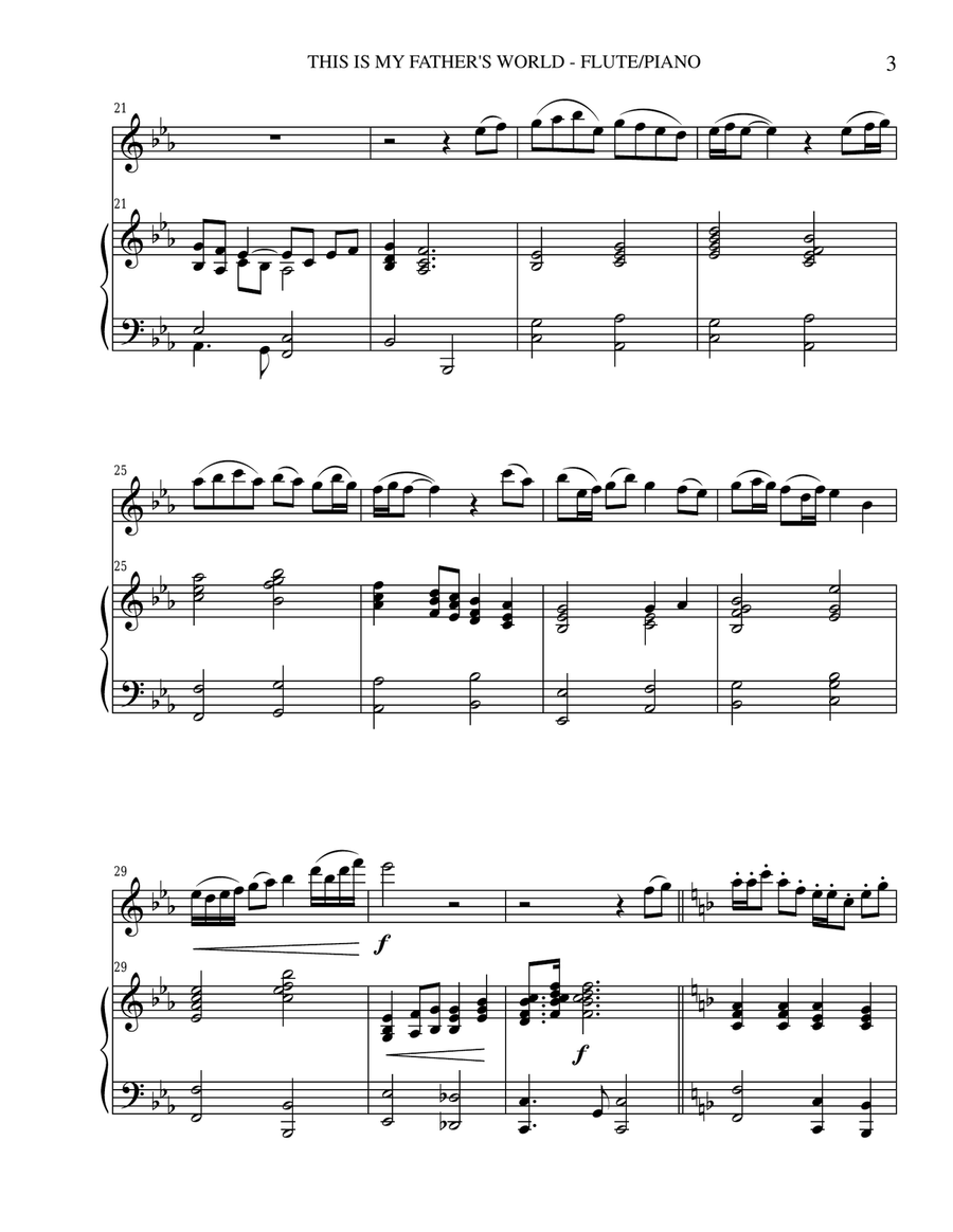 THIS IS MY FATHER'S WORLD (Flute Piano and Flt Part) Flute scores gallery preview page 3