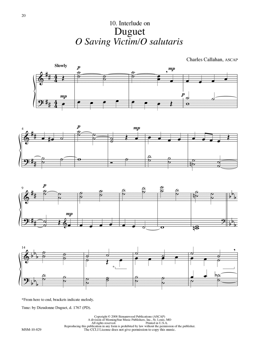Interlude on Duguet (O Saving Victim/O salutaris) Organ scores gallery preview page 1