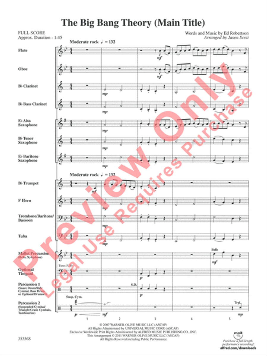 The Big Bang Theory (Main Title) Concert Band scores gallery preview page 4