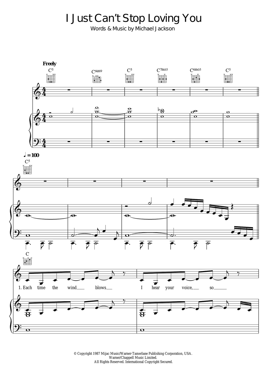 I Just Can't Stop Loving You Piano, Vocal scores gallery preview page 1