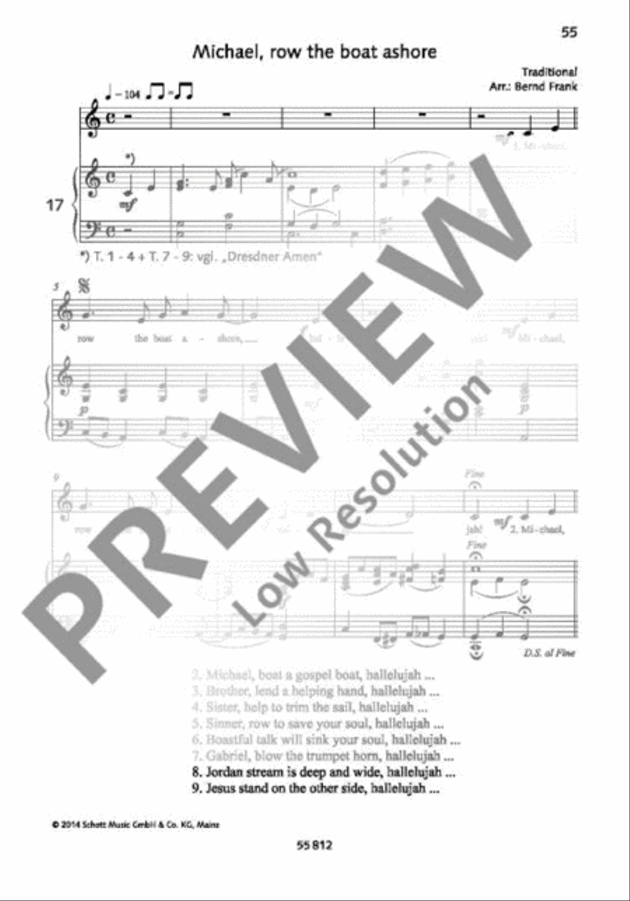 Michael row the boat ashore Voice Solo scores gallery preview page 2