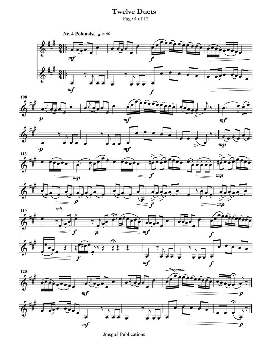 Mozart: Twelve Duets K. 487 for Flute & Violin Flute scores gallery preview page 4