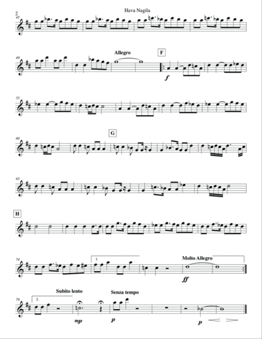 Hava Nagila for Clarinet Quartet image number null