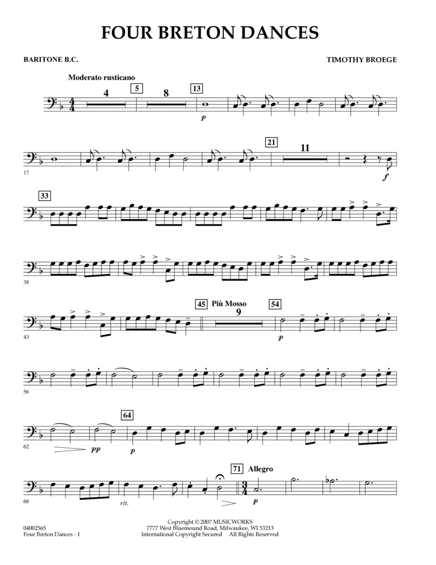 Four Breton Dances - Baritone B.C. Baritone Horn BC scores gallery preview page 1