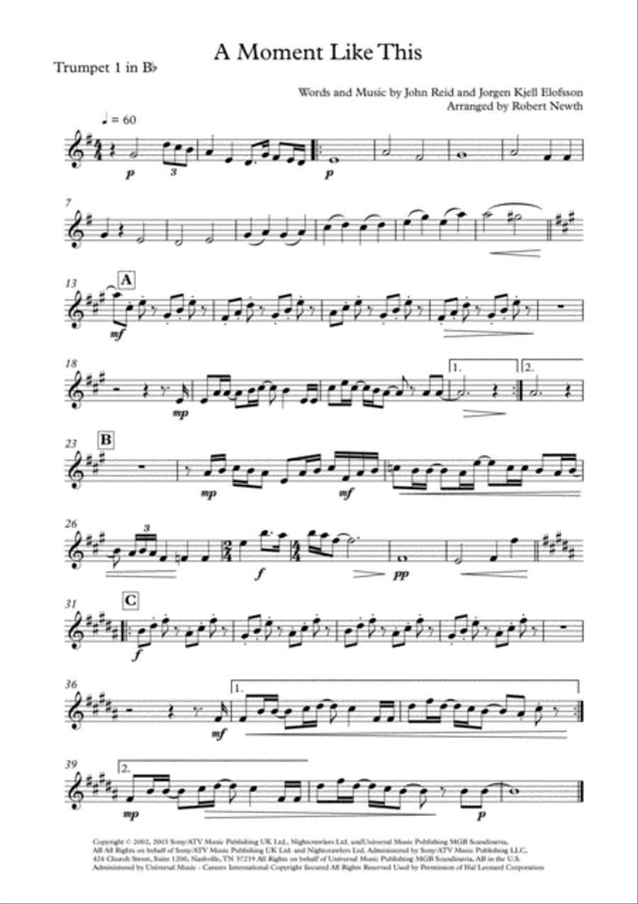A Moment Like This Brass Ensemble scores gallery preview page 4