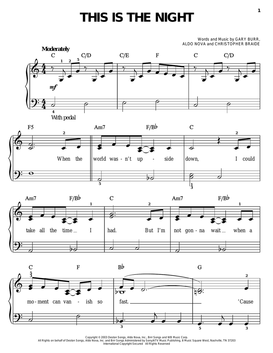This Is The Night Easy Piano scores gallery preview page 1