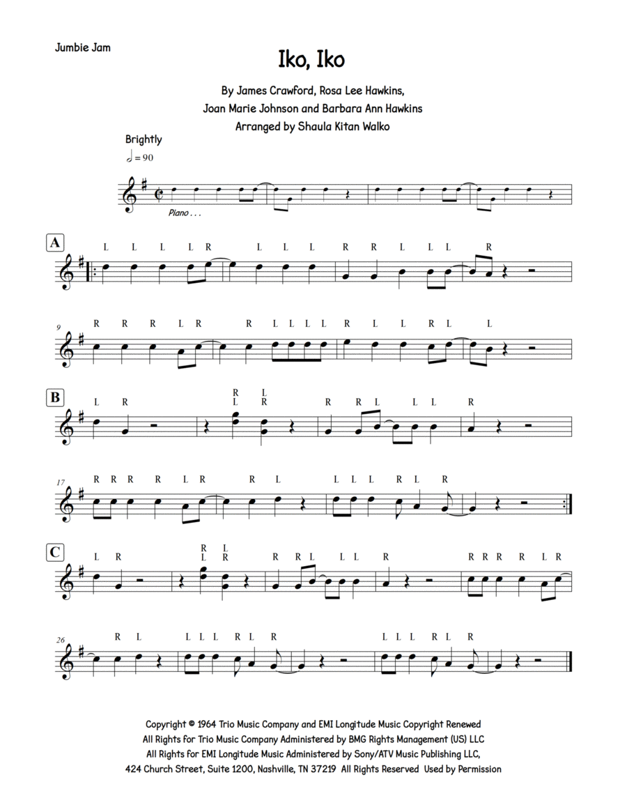 Iko Iko Steel Pan scores gallery preview page 1