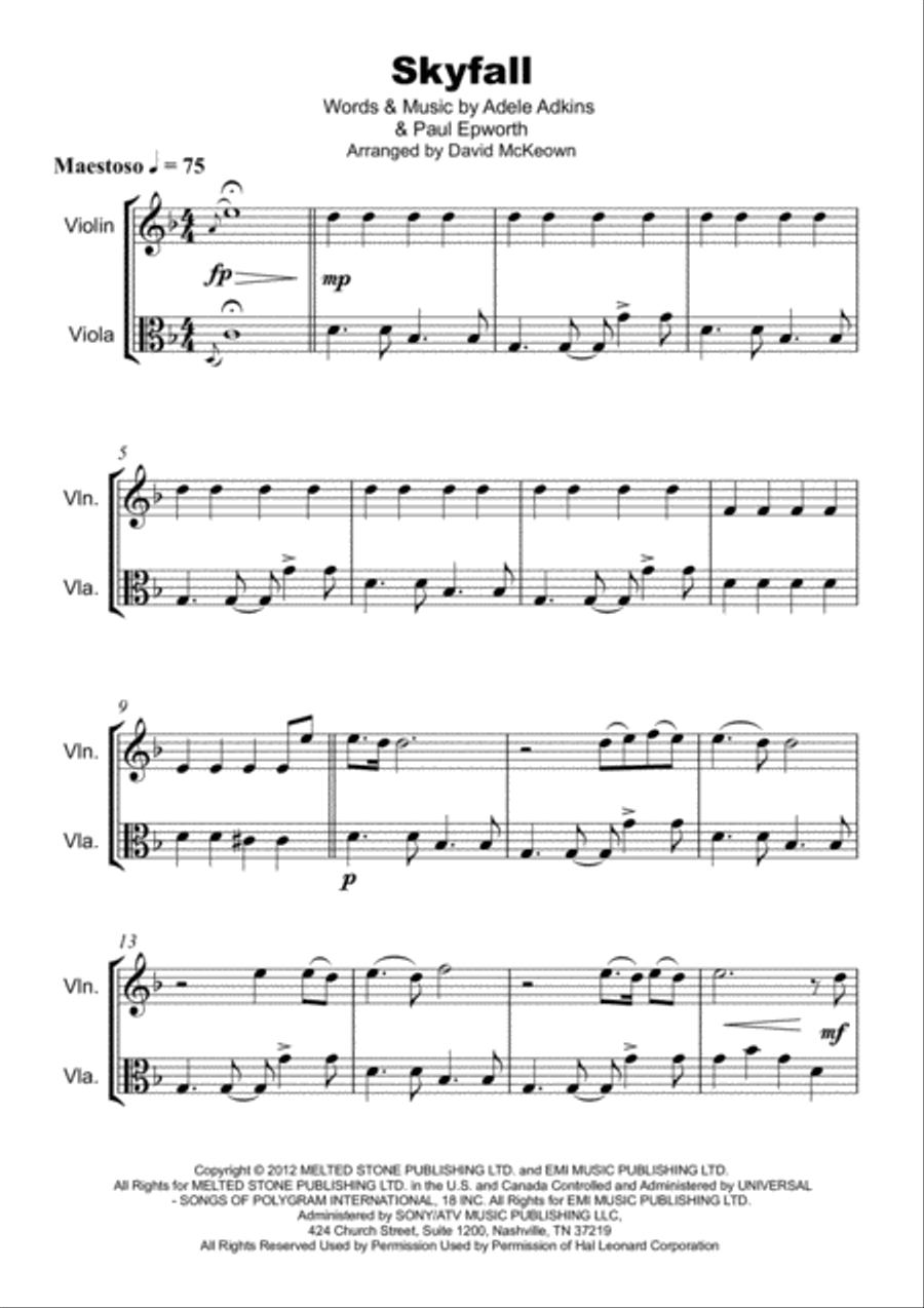 Skyfall String Duet scores gallery preview page 2
