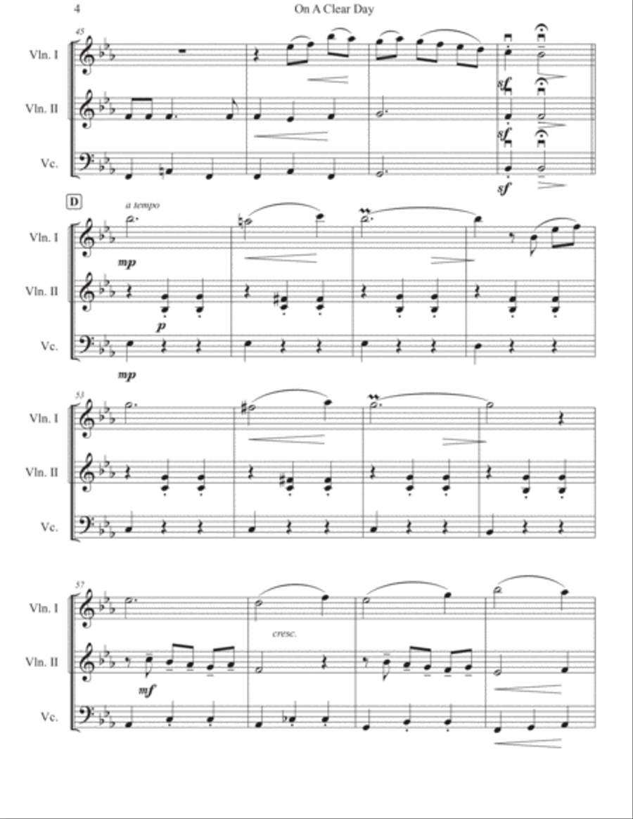Kiki's Delivery Service (on A Clear Day) String Trio scores gallery preview page 5