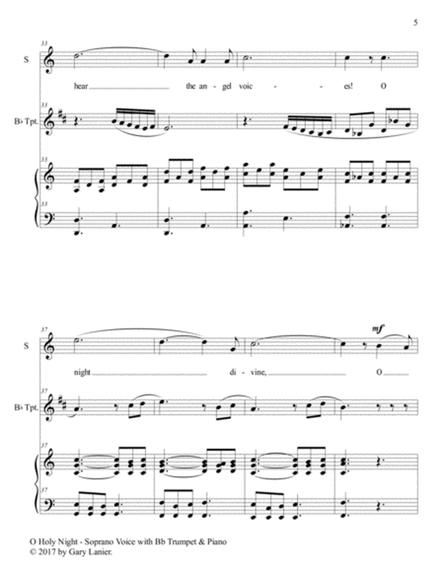 O HOLY NIGHT (Soprano Solo with Bb Trumpet & Piano - Score & Parts included) image number null