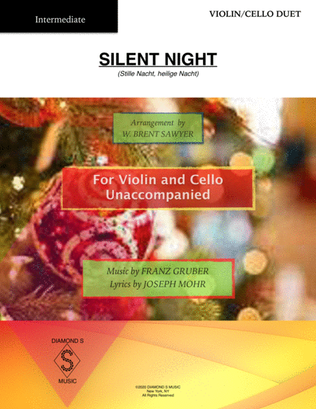 SILENT NIGHT (Stille Nacht) for VIOLIN/CELLO DUET