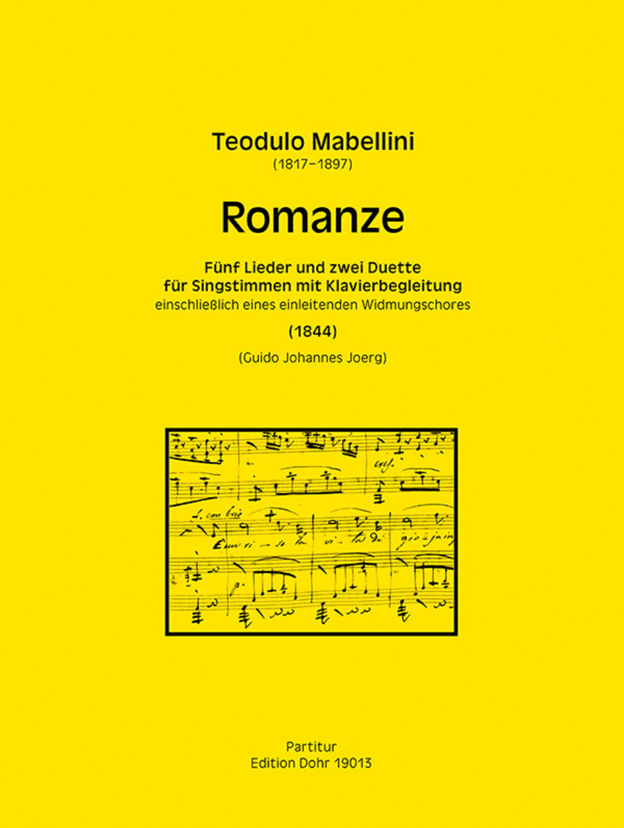Romanze (1844) -Fünf Lieder und zwei Duette für Singstimmen und Klavier einschließlich eines einleitenden Widmungschores- Voice scores gallery preview page 1