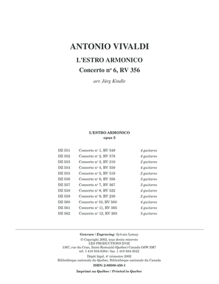Book cover for L'Estro Armonico, Concerto no 6, RV 356