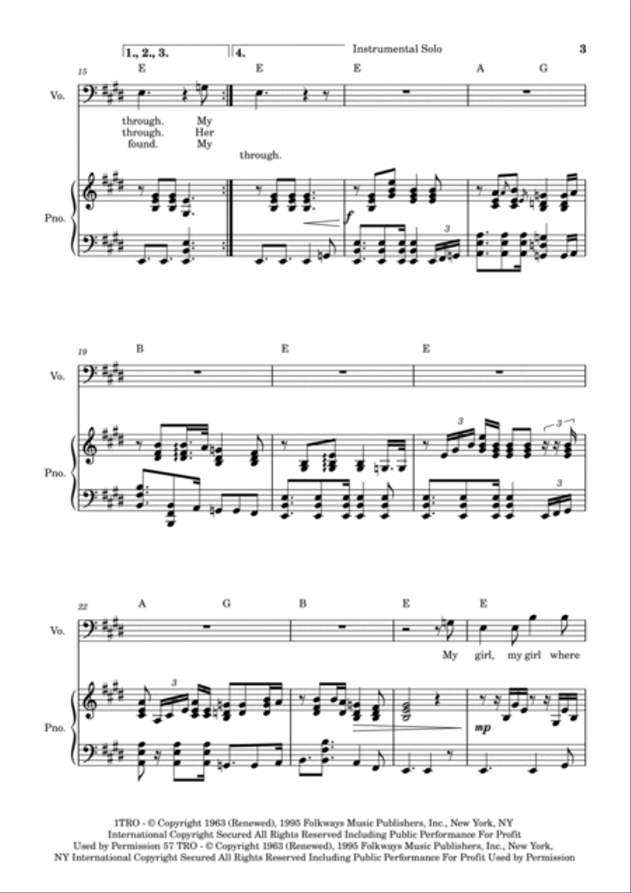 Where Did You Sleep Last Night Voice scores gallery preview page 3