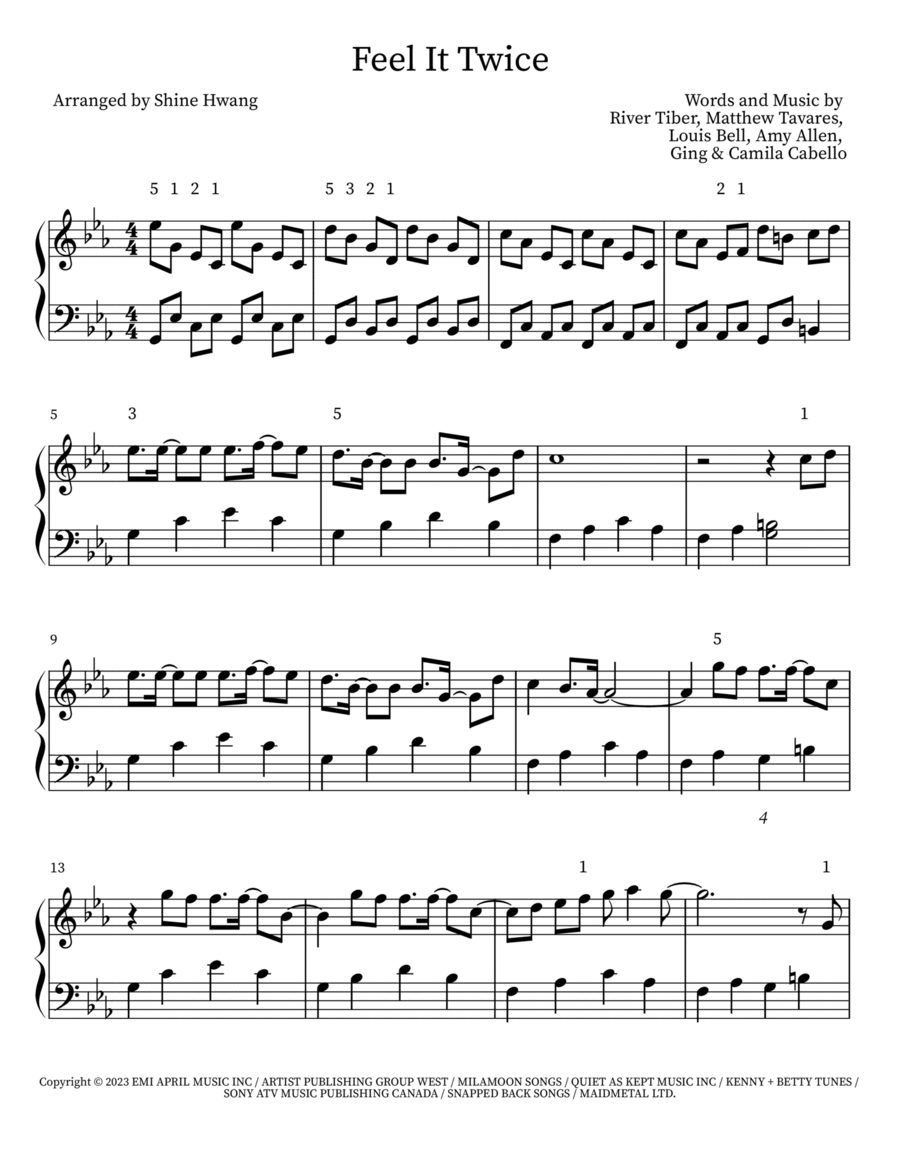 Feel It Twice Piano Solo scores gallery preview page 1