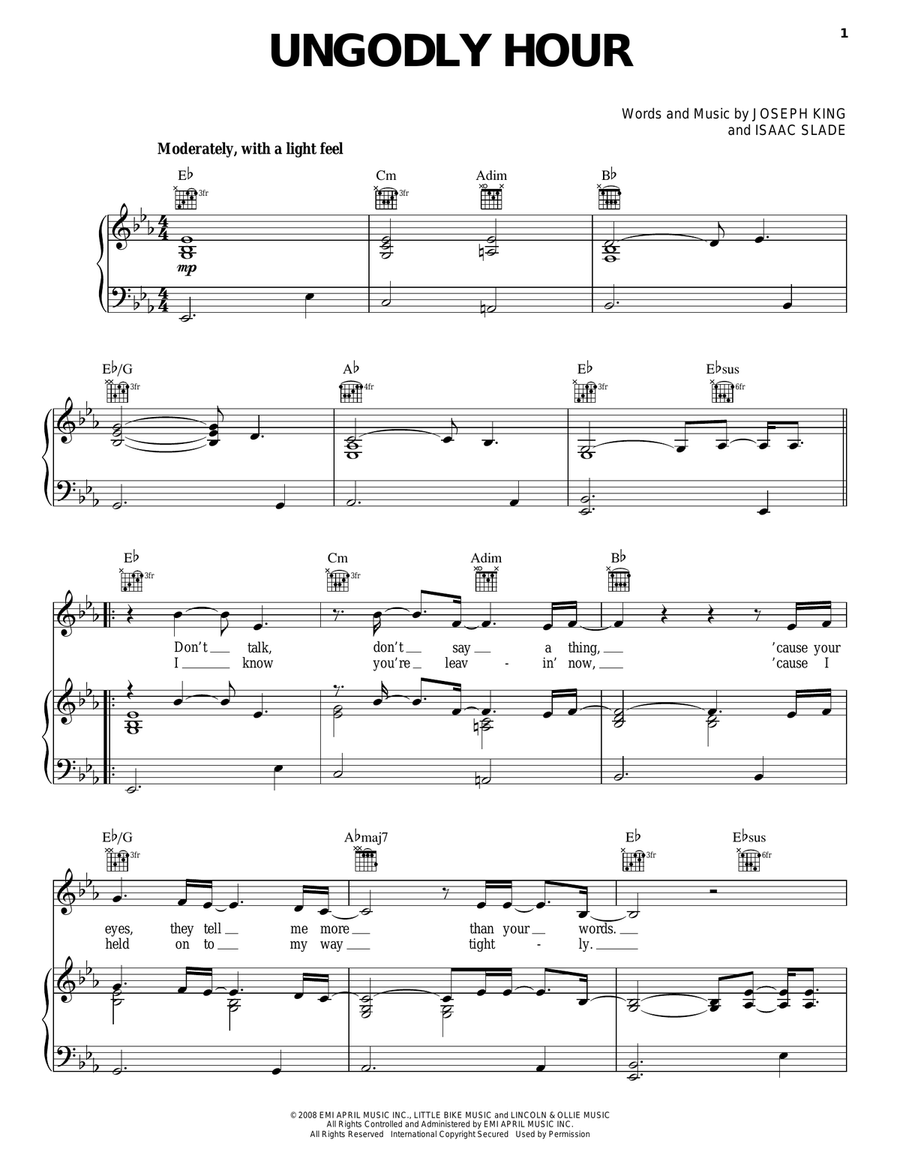 Ungodly Hour Piano, Vocal, Guitar scores gallery preview page 1