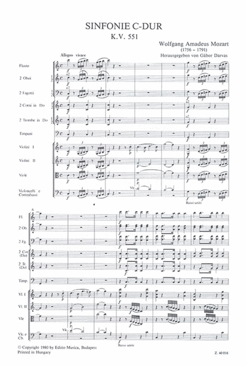 Sinfonie C-Dur, KV 551 Jupiter