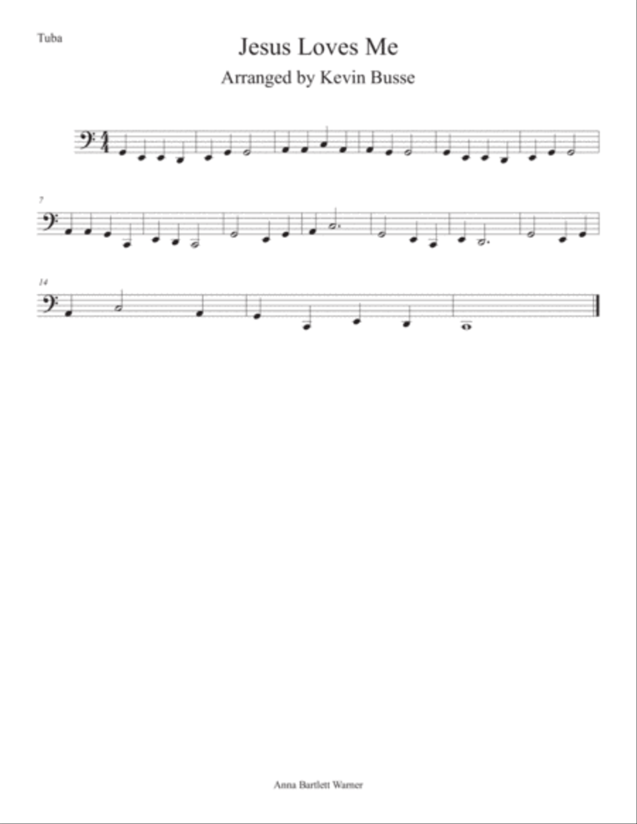 Jesus Loves Me (Easy key of C) - Tuba Tuba scores gallery preview page 1