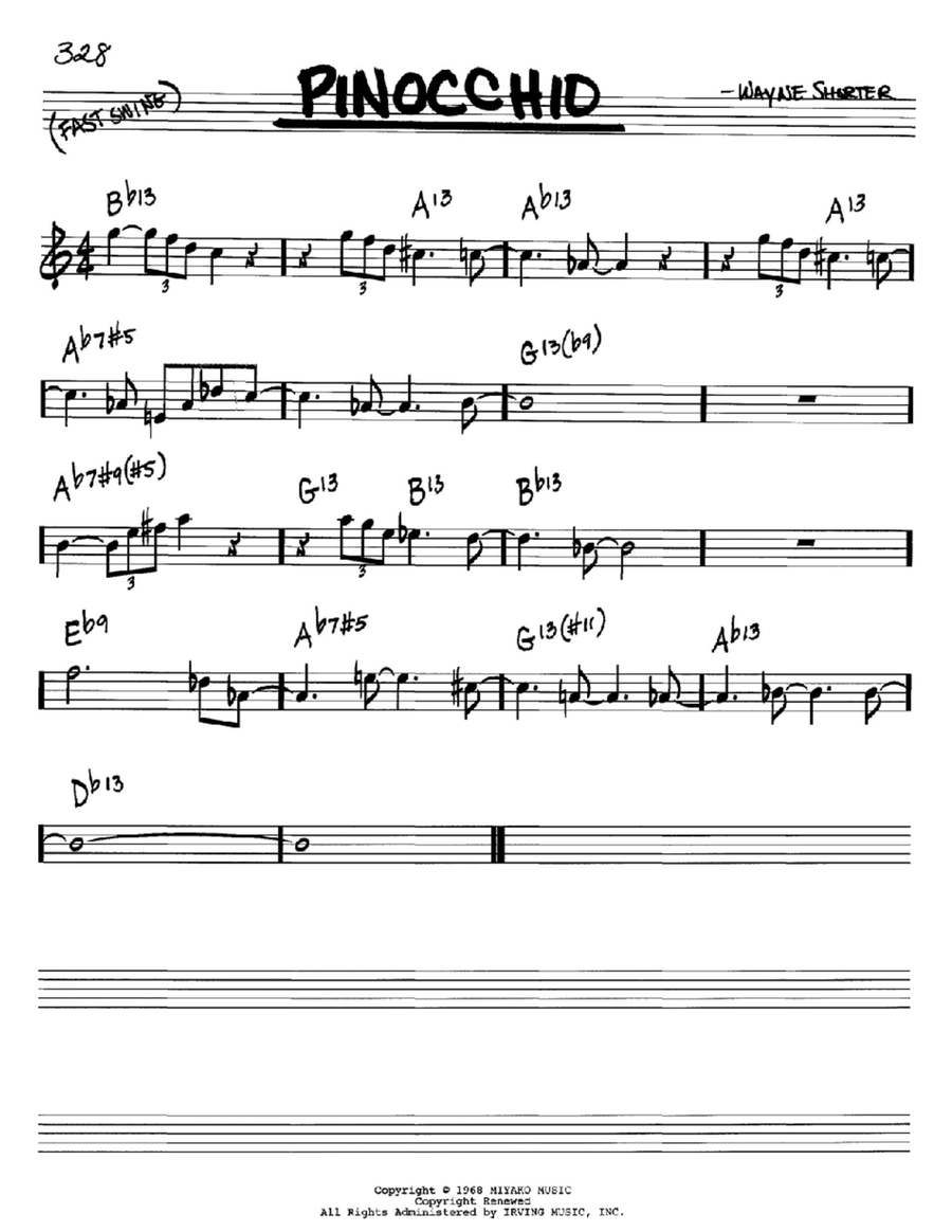 Pinocchio Piano scores gallery preview page 1