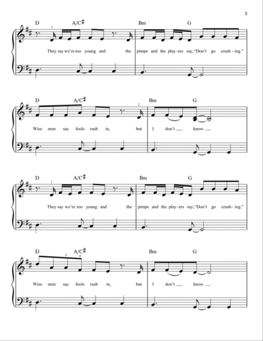 Holy (feat. Chance the Rapper) Easy Piano scores gallery preview page 3