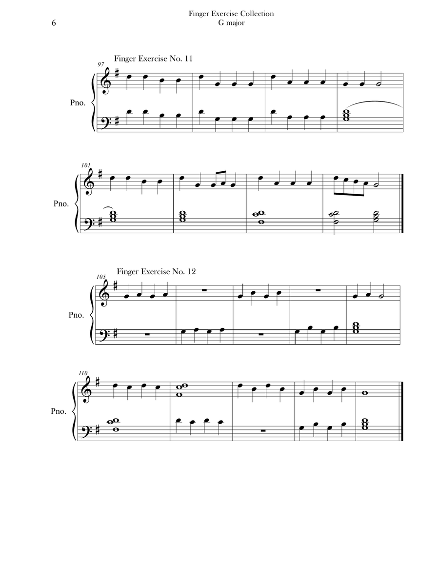 Finger Exercise Collection (24 exercises in G major) Piano Method scores gallery preview page 6