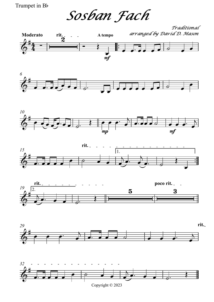 Sosban Fach B-Flat Trumpet scores gallery preview page 2