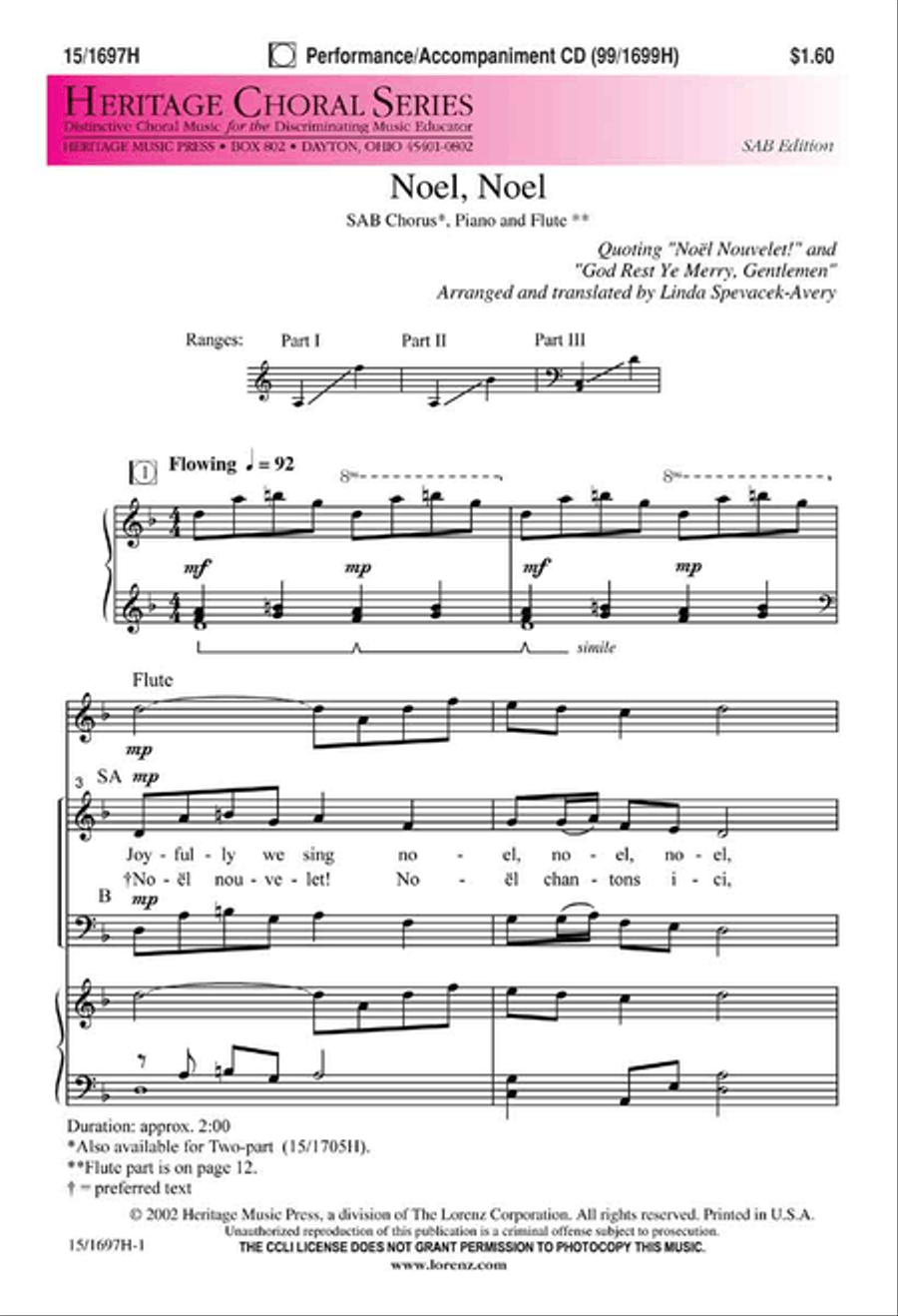 Noel, Noel 3-Part scores gallery preview page 1