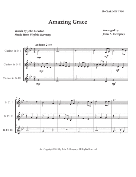 Amazing Grace (Clarinet Trio) image number null