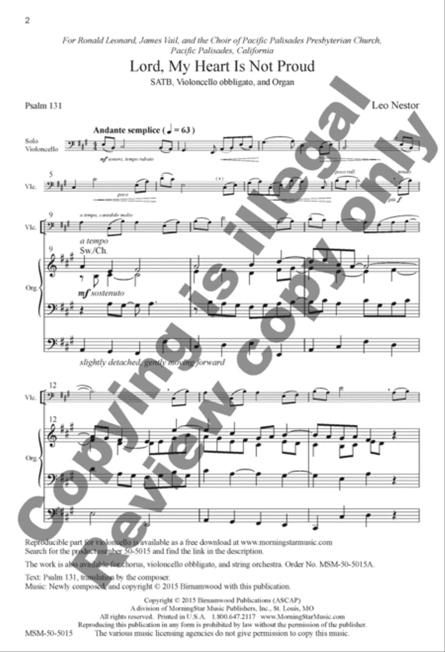 Lord, My Heart Is Not Proud (Choral Score) image number null