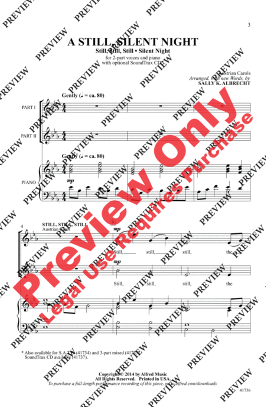 A Still, Silent Night 2-Part scores gallery preview page 2
