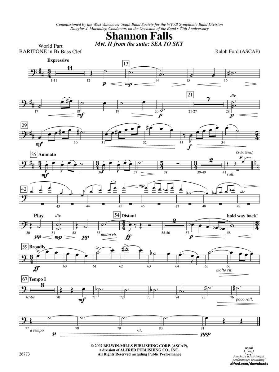 Shannon Falls (Movement 2 from Sea to Sky): (World Part) B-flat Baritone B.C.
