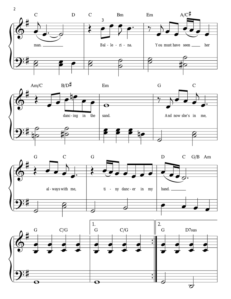 Tiny Dancer Easy Piano scores gallery preview page 2
